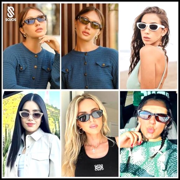 Polarized Cat Eye Sunglasses Women Retro Small Narrow Frame UV400 main image 6